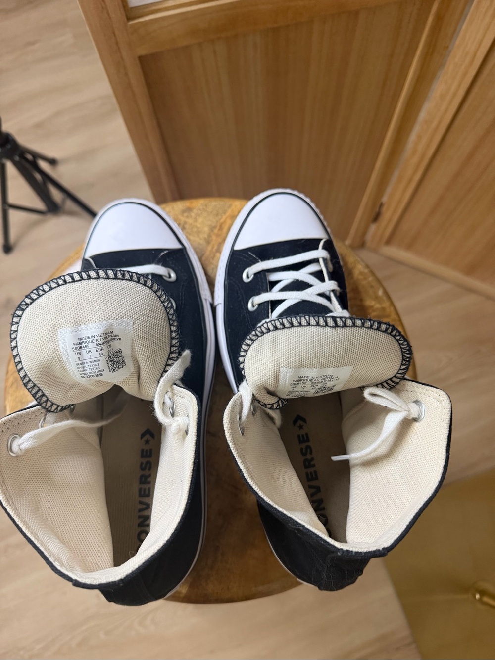 Converse Black and White High Top Sneakers - Picture 7 of 8